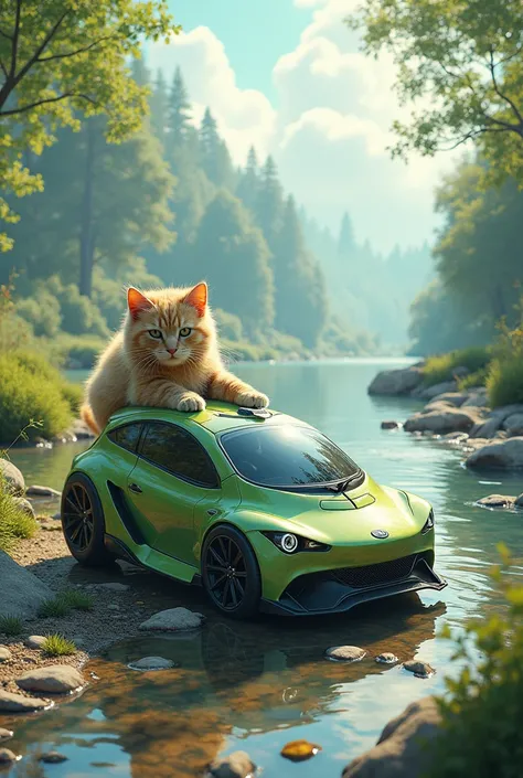 Imaginative drawings of many robot cars that are  that are cats  are innovations for future cars that are friendly to the environment and animals in nature. It reflects the future of cars.