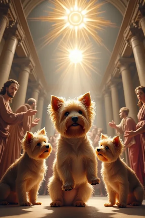  Sistine Chapel art ,  replacing humans with Yorkshire terrier dogs, Let them be adorable .