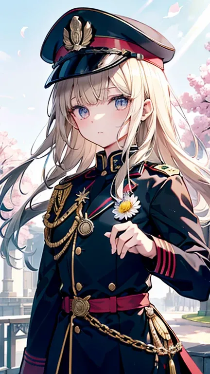 she wears a military uniform and a military cap. Military uniform means clothing worn by members of the armed forces. In a broad sense, it includes the clothing of pre-modern combatants, but usually refers to the uniform established by the armies of the 17...