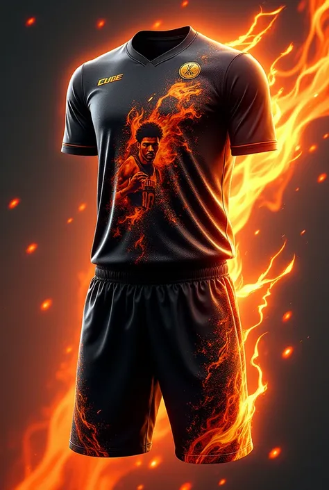  design Creates a sublimated basketball uniform. In black and orange colors with .  the flame team : CORTIJO BBC 