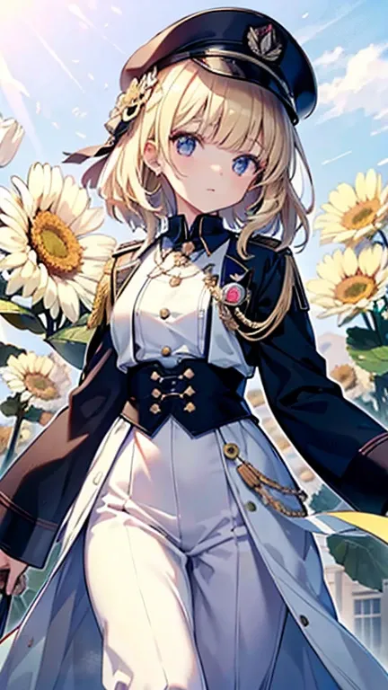 she wears a military uniform and a military cap. Military uniform means clothing worn by members of the armed forces. In a broad sense, it includes the clothing of pre-modern combatants, but usually refers to the uniform established by the armies of the 17...