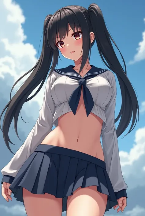  high definition , on the body Be careful, dynamic pose , very young girl, black hair,very plump breasts , no panties, no bra,Rolled up mini skirt,Underboob,revealing crotch ,pleated skirt , very short sailor suit, sheer see-through sailor suit,Long sleeve...