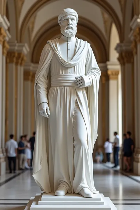 White statue of Riffian leader Mohamed Ababou in a National Museum