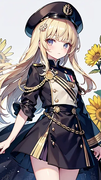 she wears a military uniform and a military cap. Military uniform means clothing worn by members of the armed forces. In a broad sense, it includes the clothing of pre-modern combatants, but usually refers to the uniform established by the armies of the 17...