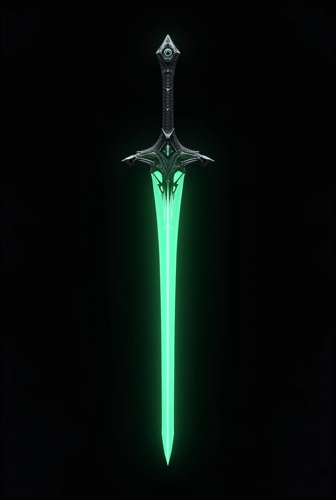 sword:  A futuristic sword located in the center ,  with a modern and technological design .  It should shine in fluorescent green ,  with intricate details and sharp edges that highlight the gamer style.

bottom:  Completely black  (100%  uniform ,  with ...