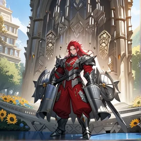 Masterpiece, HD, high resolution, high quality, best quality, super detailed. Solo character alone. Fantasy art.
{{(A 20-years-old male-barbarian-red-haired-boy),(appearance: fair skin. purple-eyes with black-pupils. scarlet-red-short-spiky-shorter-hair. s...