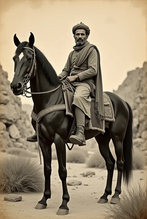 Old Pinterest of the Riffian leader Mohamed Ameziane in the Kert campaign riding his rider 