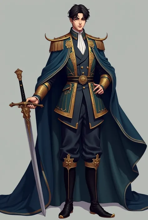 Inspired by EXOs Chanyeol : Chanyeol is portrayed as a prince or emperor with a marked presence. high,  with broad shoulders and strong features ,  he wears a costume in shades of dark blue and gold ,  with military details and a draped robe .  He holds a ...