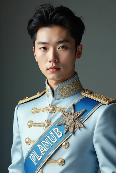  Inspired by Exos Sehun :  Sehun appears as a young prince ,  elegant and confident . He has fine features ,  a determined look and upright posture .  wears a royal suit in silver and light blue ,  decorated with intricate embroidery and a ribbon of honor ...