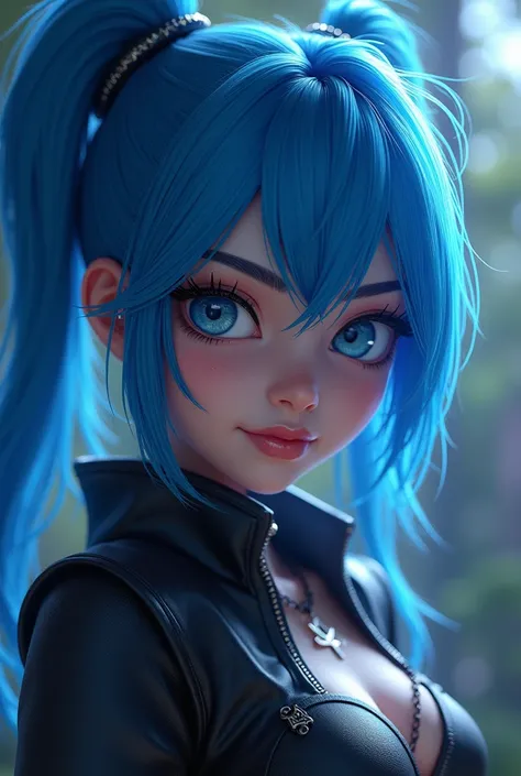 semi-realistic, ultra-high-resolution 16K, hyper-detailed, volumetric lighting, ray tracing, ambient occlusion, subsurface scattering, depth of field, bokeh effect, HDRI environment BREAK Jinx from arcane