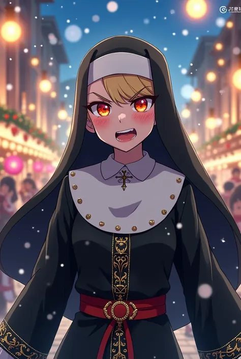 Colorful anime festive angry Christmas nun