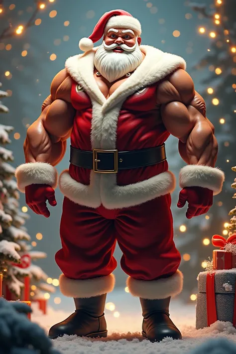 A santa Claus musculoso