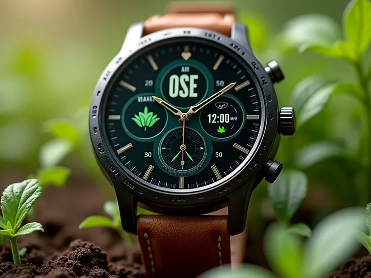 a smart watch with an agriculture theme 