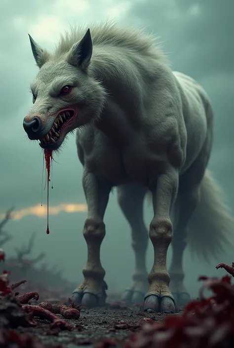 Mix horse and fox and create big scary bloody animal 