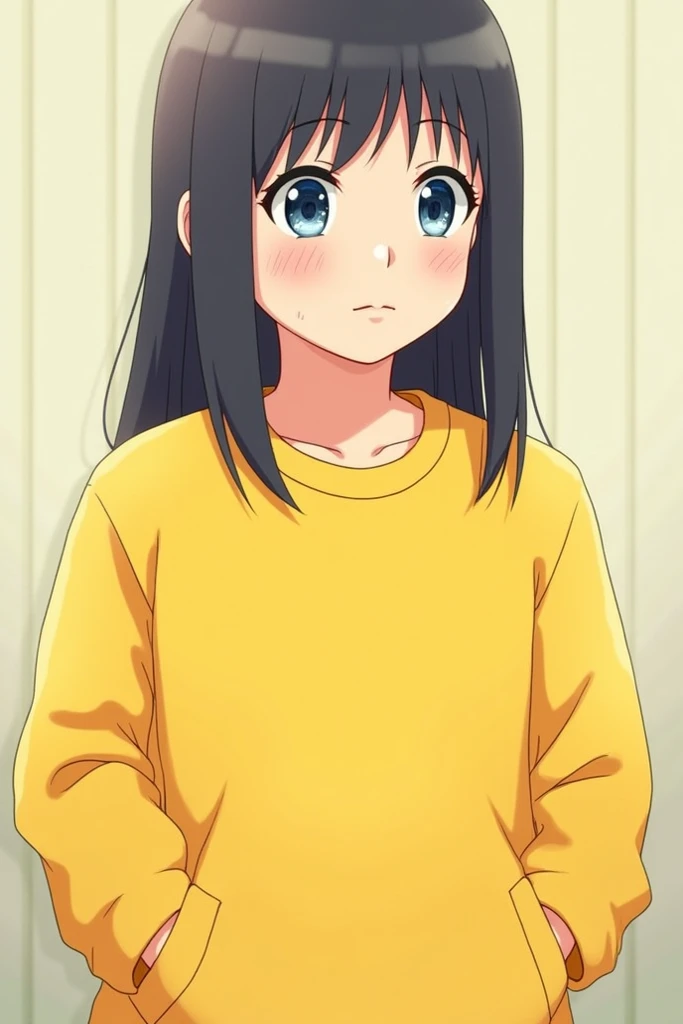 Himawari Uzumaki in yellow sweatshirt with pocket hands