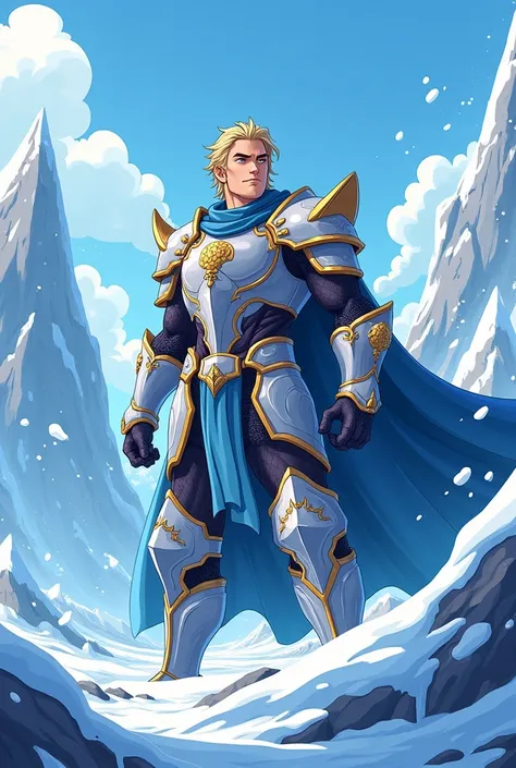 Meet Knights of the Zodiac ? Create an image of Siegfried in the ice scene

In CARTOON I want in ANIME Cartoon 