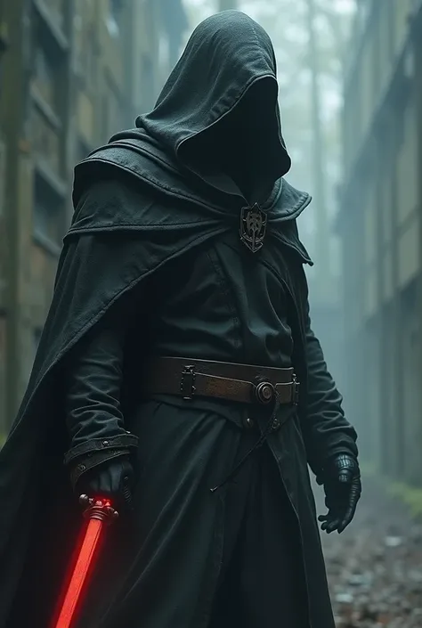 Full body, Low angle, Highly detailed, CG unity 8k wallpaper, Masterpiece, Best quality, Intricate, Character with dirty rough hood and black cloak, Holding a one Red sword, Ultra realistic