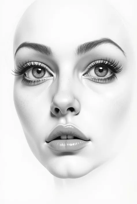 Face image in pencil without filling 