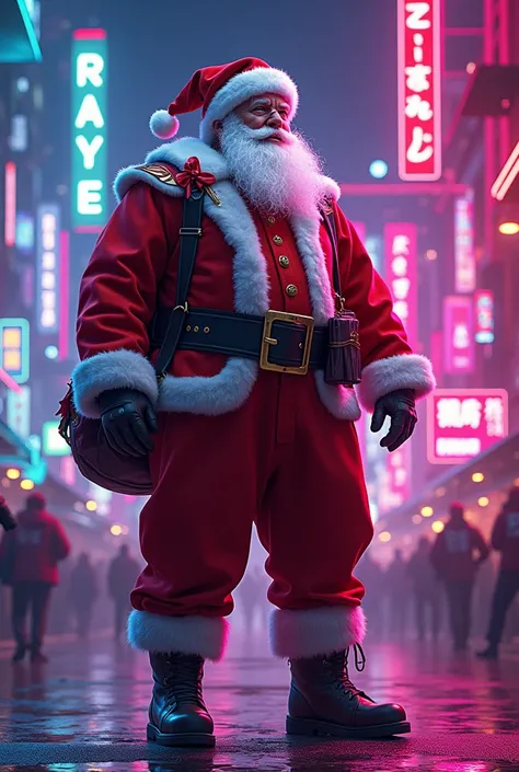 Santa Claus in neon lights 