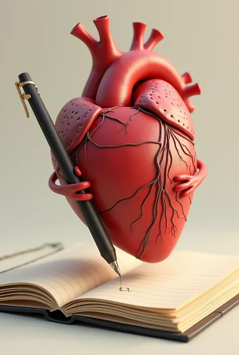 A heart writing in a notebook

