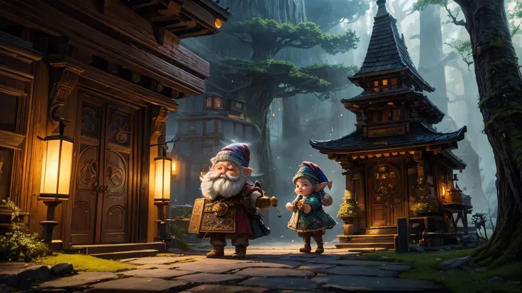 (best quality, 4k, 8k, highres, masterpiece:1.2), ultra-detailed, realistic:1.37, a hidden city of gnomes, underground environment, mystical ambiance, ancient architecture, vibrant colors, magical lighting, intricate details, whimsical atmosphere, bustling...