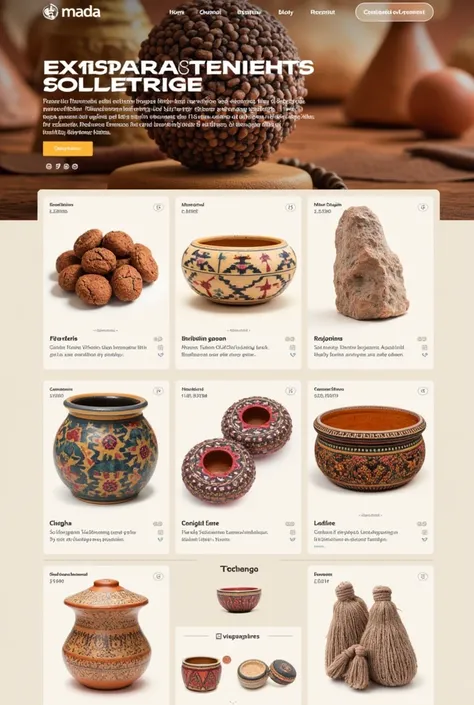 Image of a web platform with content of traditional Peruvian products