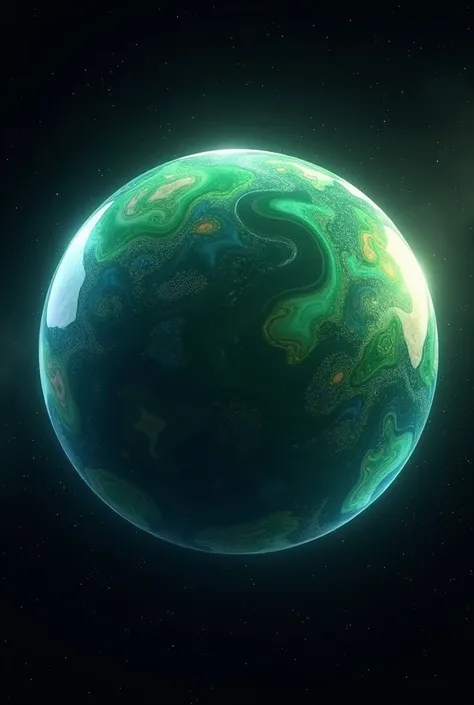 planet sphere shiny green and blue color
