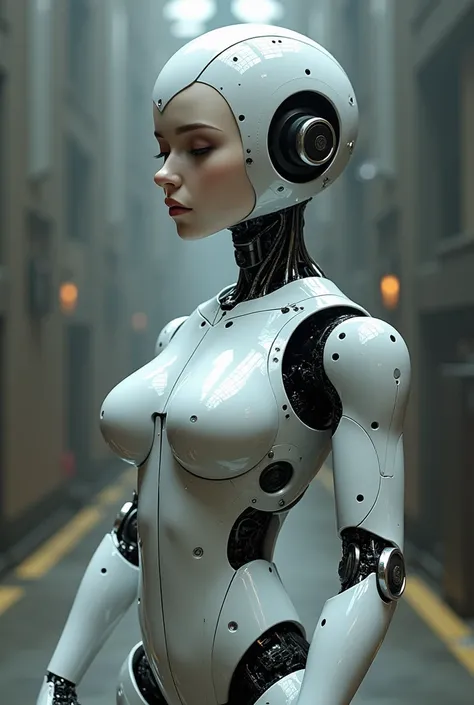 Robot girl with big breasts masturbating.