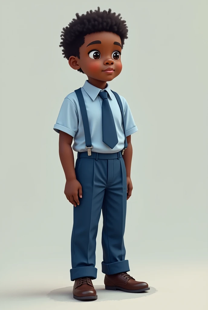 Black boy in blue school uniform