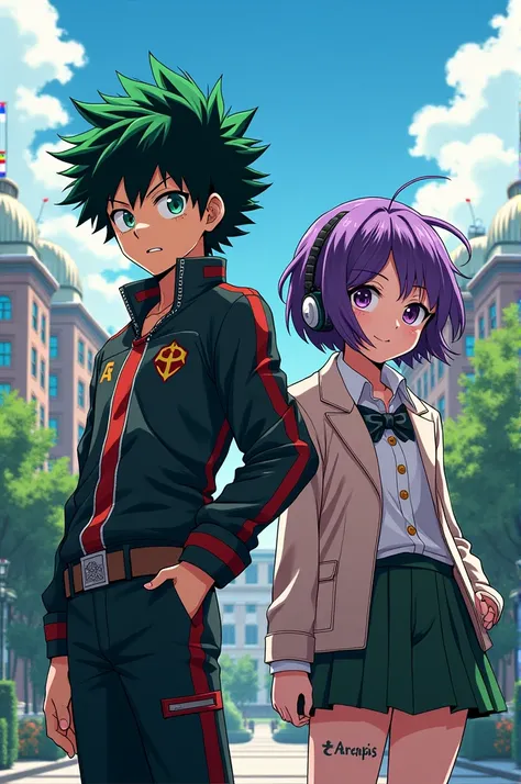 Izuku Midoriya and Kyoka Jiro by Boku in her academy 