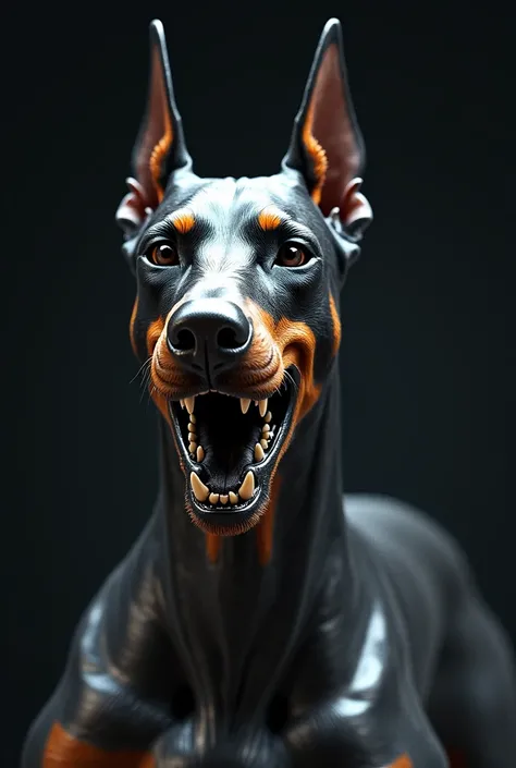 Chrome Doberman dog growling