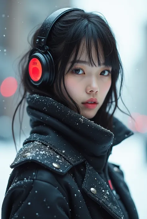 "Cyborg Girl、Android Girl、 Cyberpunk World 、　25 year old Japanese woman、　Ghost in the Shell、　 Blade Runner 、Clear Photos、　 beautiful skin 、　16k quality、winter、car,　sunny,haute couture,  cute girl、　Long limbs、　long skirts、   real photo."