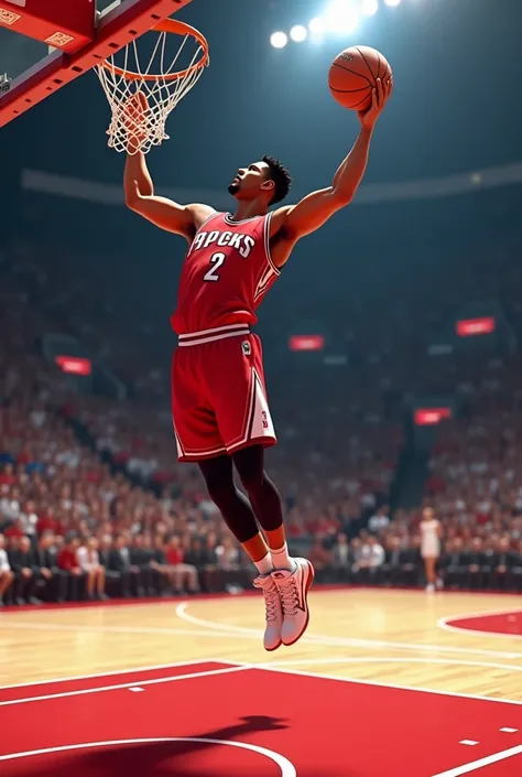 Derrick Rose basketball player animated dunking 