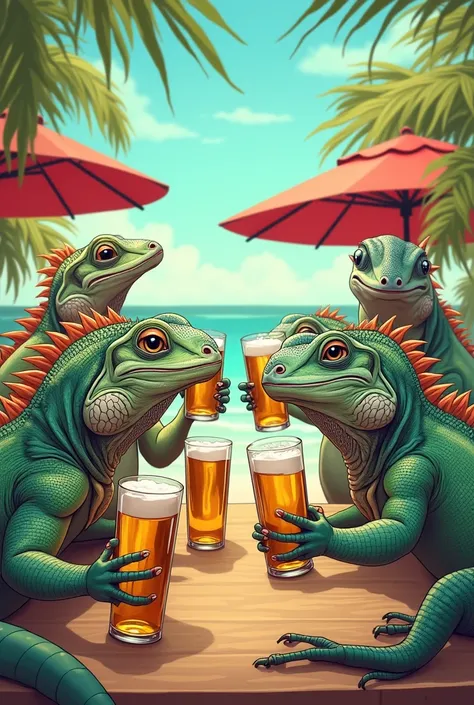 iguanas drinking beer cartoon