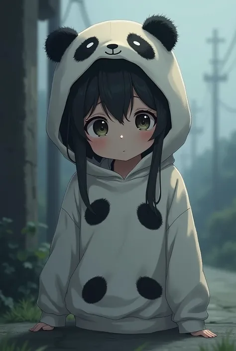 A young anime with a sad panda poleron