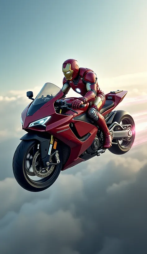 "The hybrid combines Iron Man and the bike into a seamless tech marvel. Tony’s armor integrates with the bike, forming a hover-bike suit with wings extending from the bike’s frame. His helmet connects to the bike’s controls, allowing him to unleash energy ...