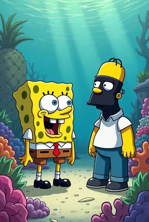 Play SpongeBob with a balaclava looking for Homer