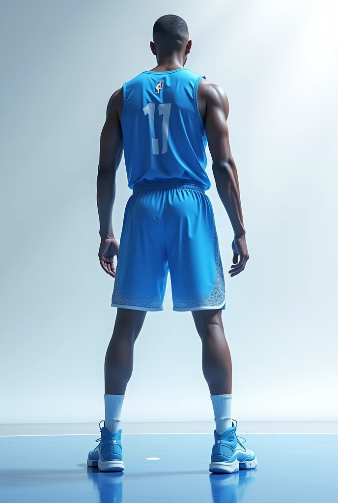 Gradient blue basketball uniform, alta calidad 8k, elegant with modern touch ,  with faded white background 