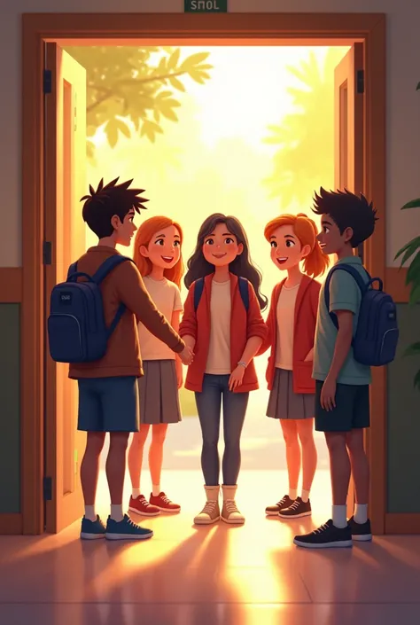 Clip opened the door in the building and made about 5 student characters greet other students, so it had a bright feel 