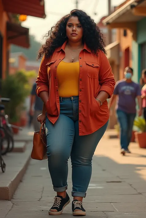 Mexican woman, voluptuous body, big ass, Casual clothing