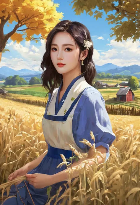 With the American farm as the background,  digital painting  creator Dai Jin&#39;s illustrations depict an anime-style rural landscape with pure colors and  rich details, which is very beautiful and full of Artistic. 图中房屋和池塘的细节丰富逼真, 呈现真实 Oil Painting Effec...