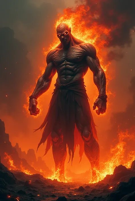 The demon king man has the power of fire.