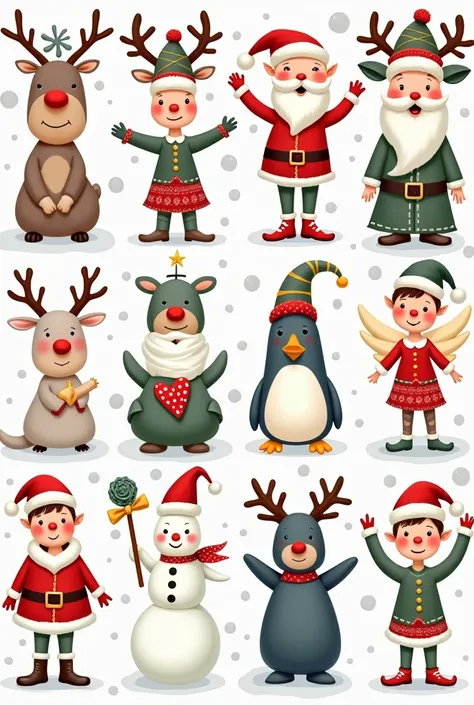 18  diferentes  Christmas characters , 18 , Christmas,  to cut out , 18,  Christmas characters  