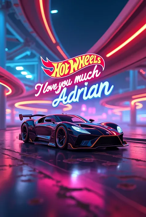 Make a background that is from Hot Wheels and that says I love you very much Adrián but that looks a lot like those of Hot Wheels with a car