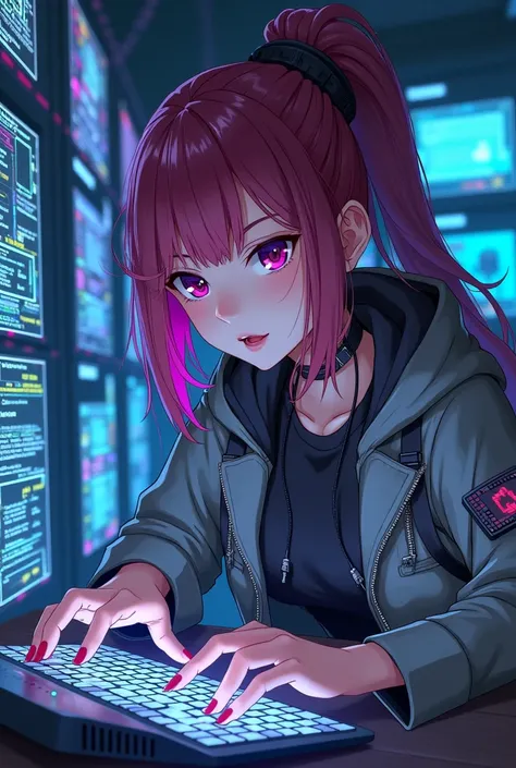 Thinking of an anime woman hacking a computer