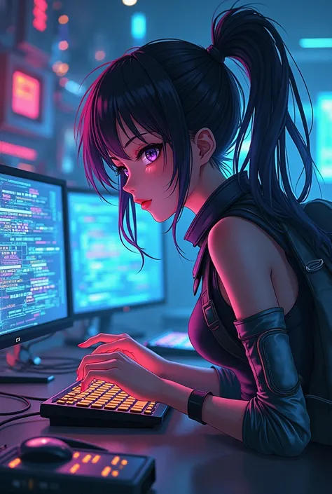 Thinking of an anime woman hacking a computer