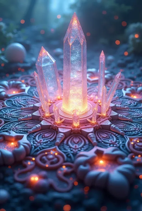 Magic mandala with lots of crystals