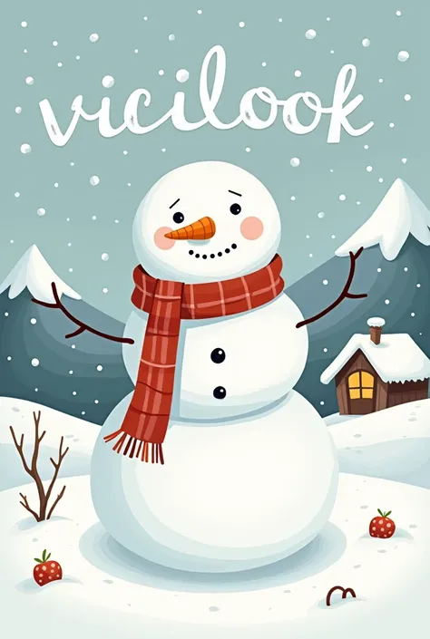 Doodle the word Vicilook with a snowman theme