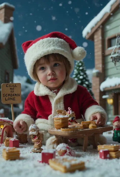   Il y a un énorme chiot cool dans un monde miniature、  Bonnet et vêtements de père Noël 、Poils duveteux、délicat、  Jolie scène de Noël  、  Renne miniature  、  Ornements roulants Boules colorées 、 musique pop、 conte de fées、 Delicious Biscuit Town  、  La ne...