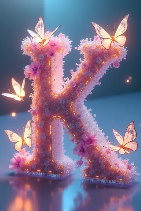 Letter k desgin with  beautiful colours  and butterflies shines

in 3 d images



